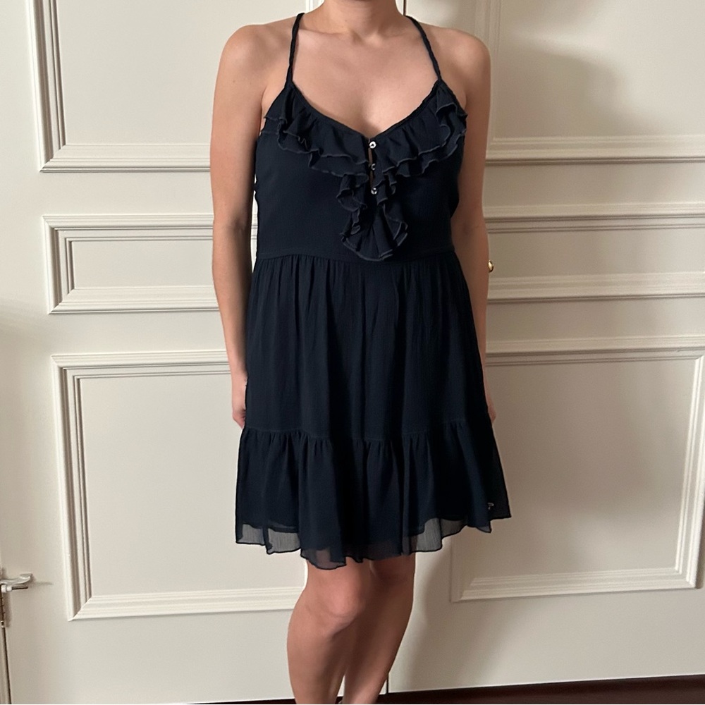 Hollister Blue Ruched Tie Front Mini Dress